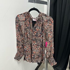 Buddy Love Black and Red Floral Blouse